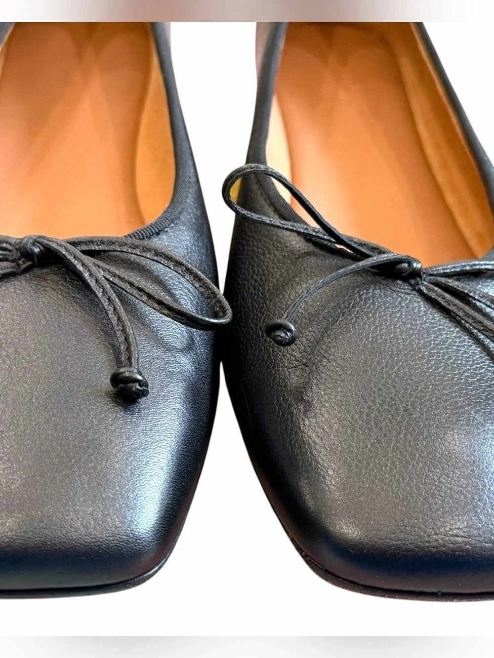 M.Gemi The Danza Black Nappa Leather Square Toe Ballet Flats Italy Size 42